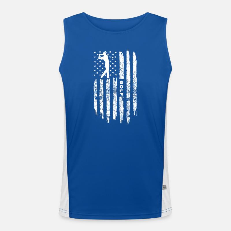 Grunge Flag Astronaut Art Men's Functional Contrast Tank Top 