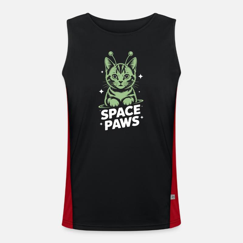 Space Cat Astral Paws - Men's Functional Contrast Tank Top  - black/red