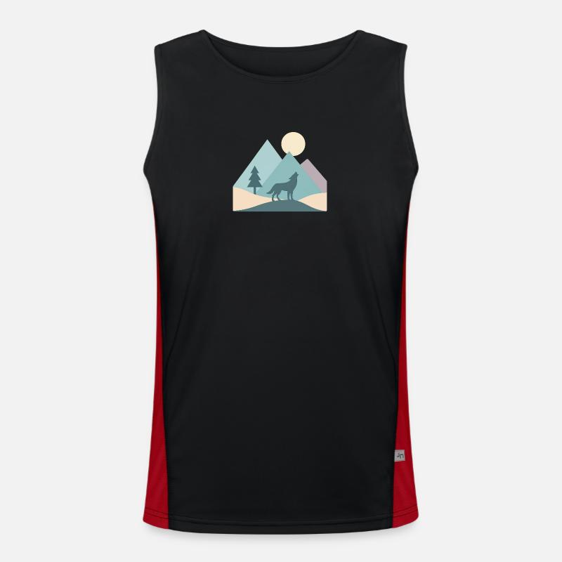 Wolf - Men's Functional Contrast Tank Top - black/red