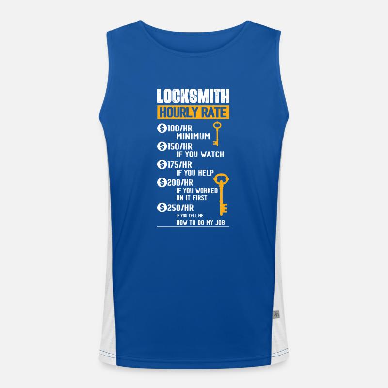 Locksmith Hourly Rate Lockpicker Pick Locks Funktionelles Kontrast-Tank Top für Männer 