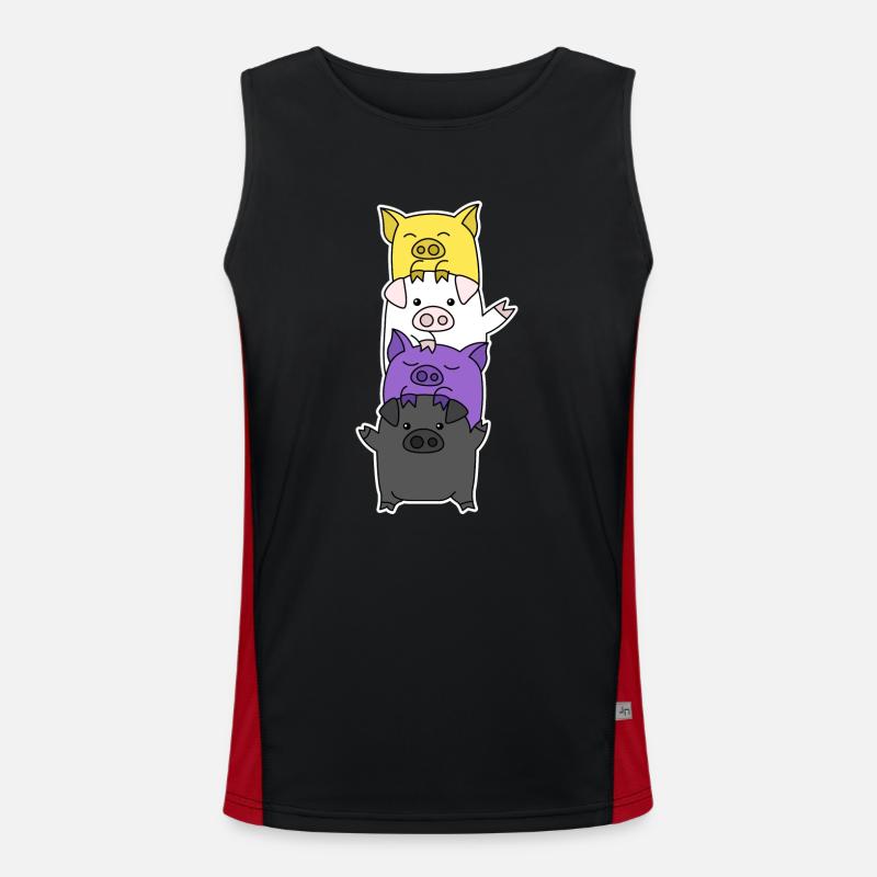 Non-binary flag pig design for Enbys Men's Functional Contrast Tank Top 