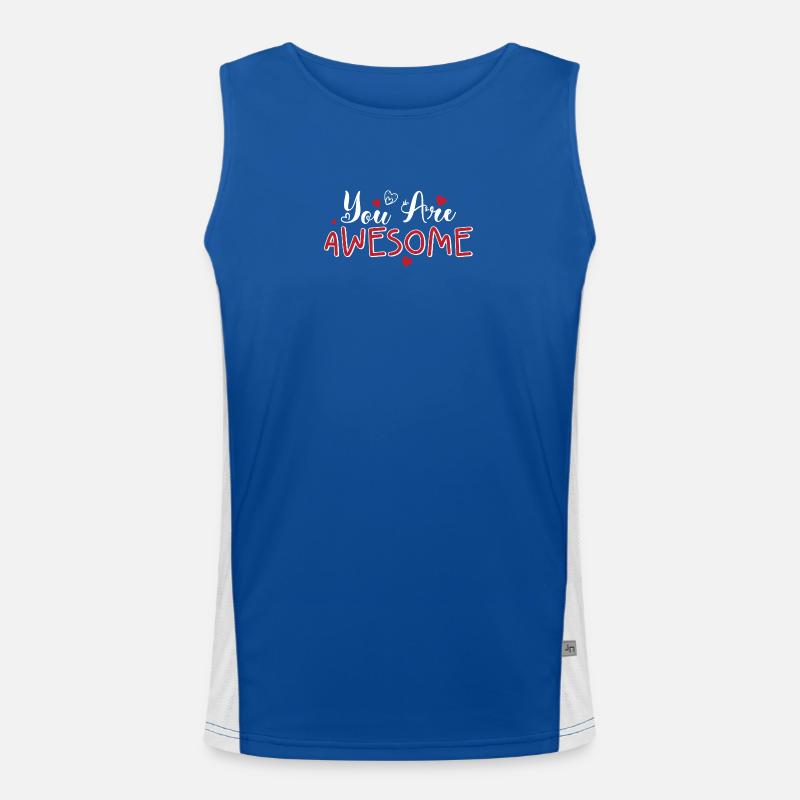 You Are Awesome Hearts Script Men's Functional Contrast Tank Top 