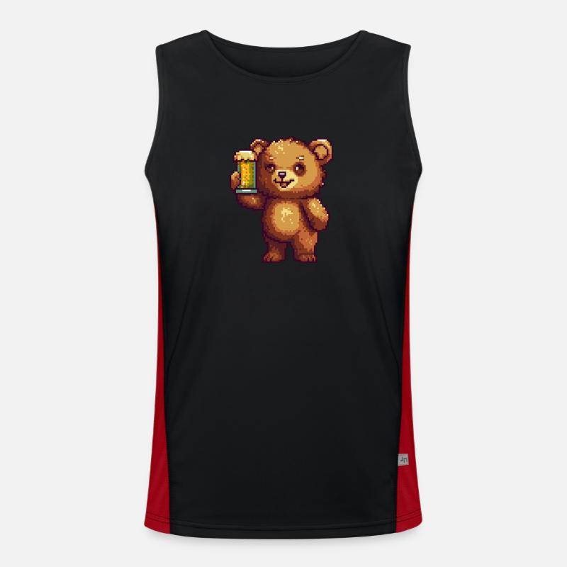 Bär Bier Pixel Funktionelles Kontrast-Tank Top für Männer 