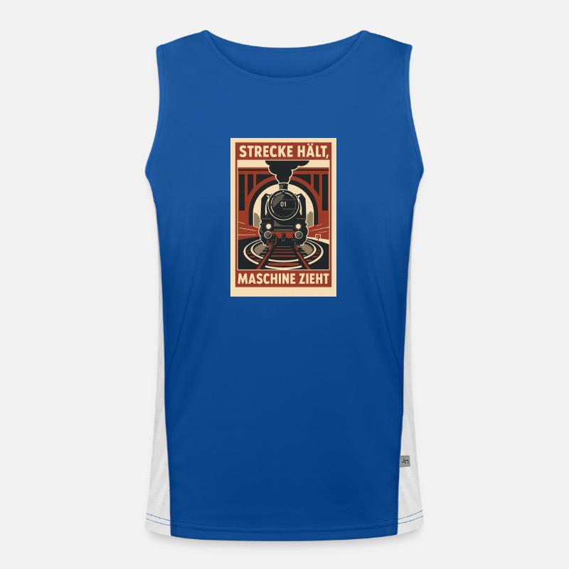 Railway Track Holds Machine Pulls Men's Functional Contrast Tank Top 