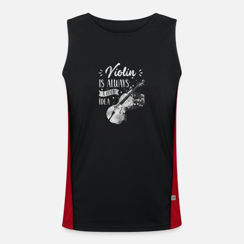 Violin Concert String Instrument Student - Men's Functional Contrast Tank Top - black/red