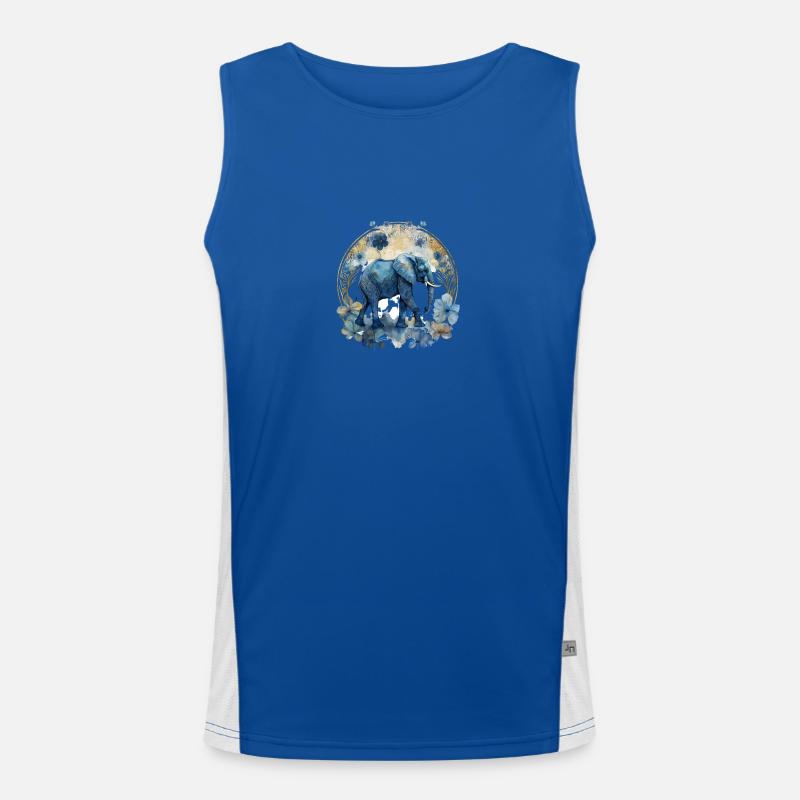 Blauer Elefant – Ruhe in Aquarell Funktionelles Kontrast-Tank Top für Männer 