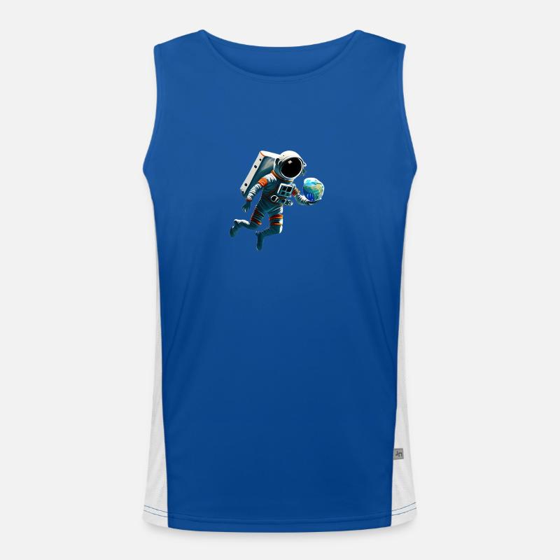 Astronaut with planets Men's Functional Contrast Tank Top 