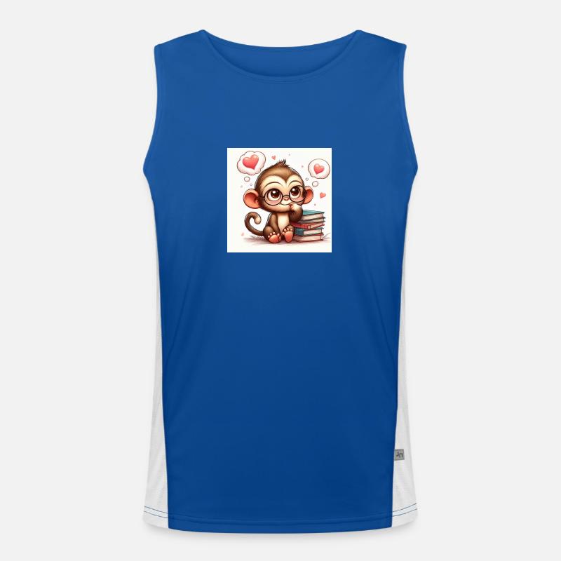 Affe mit Buch Funktionelles Kontrast-Tank Top für Männer 