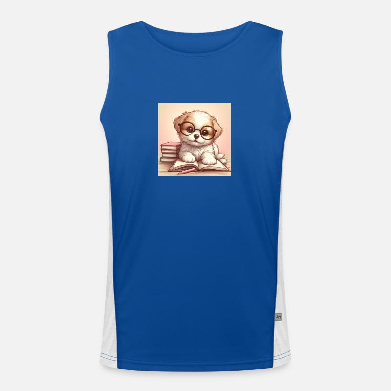 Hunde Welpe Bücher Funktionelles Kontrast-Tank Top für Männer 