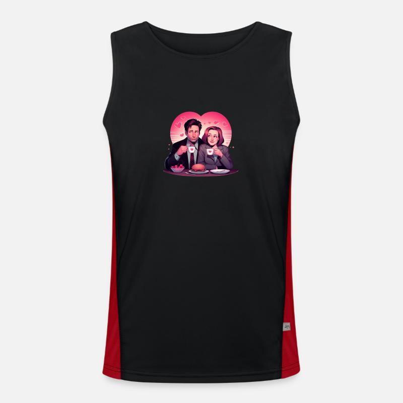 Romantisches Mittagessen und Kaffee Funktionelles Kontrast-Tank Top für Männer 