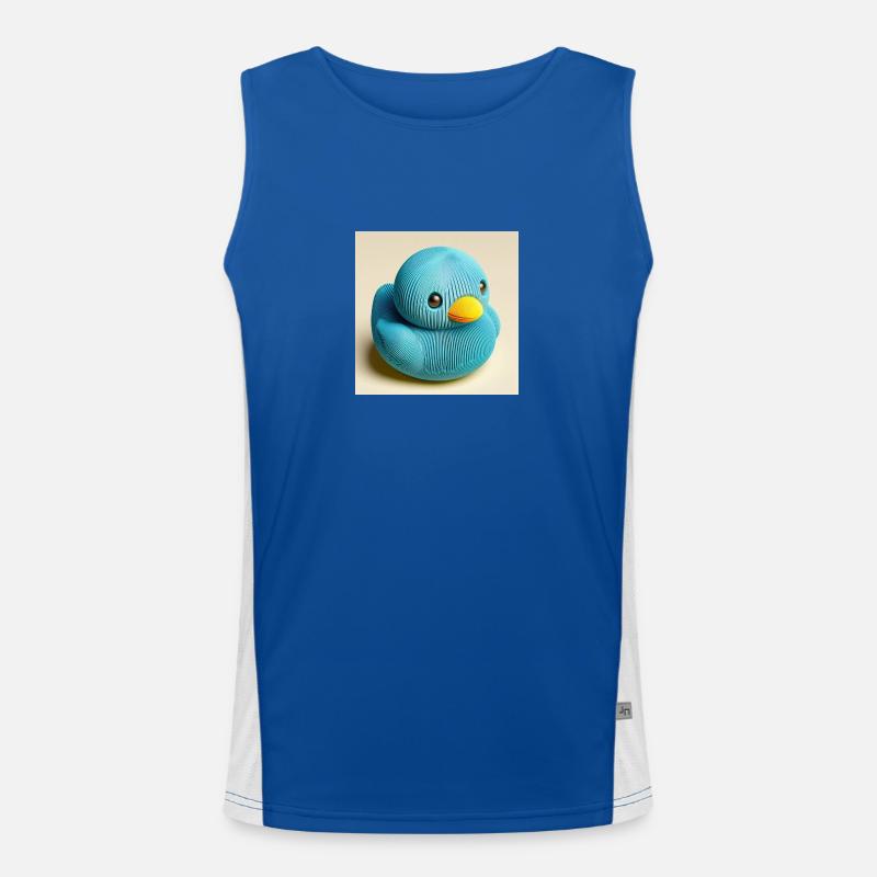 Duck 3D Hyperrealism Paper in Blue Men's Functional Contrast Tank Top 