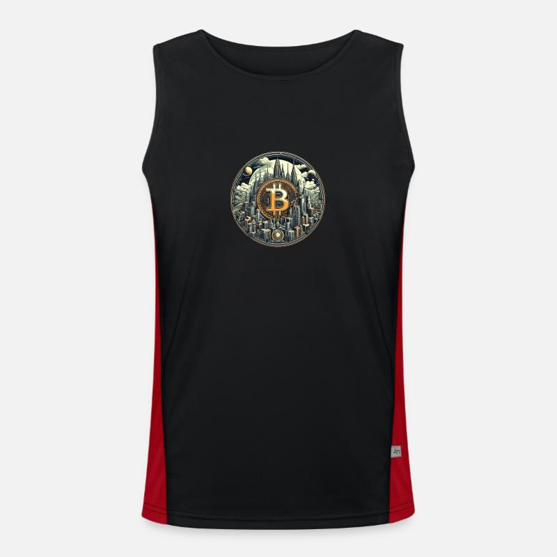 Bitcoin Metropolis Funktionelles Kontrast-Tank Top für Männer 