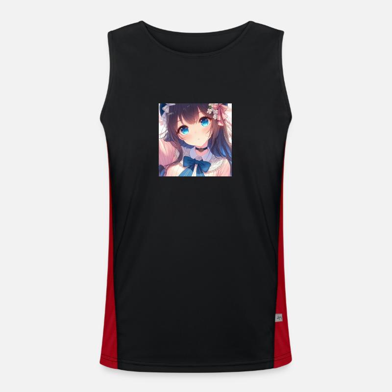 Anime Blue Eyes Men's Functional Contrast Tank Top 