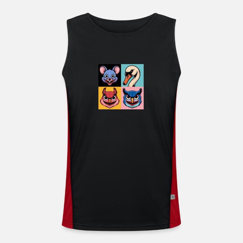 Pop-art Maus Schwan Eichhörnchen Eule Halloween Funktionelles Kontrast-Tank Top für Männer 