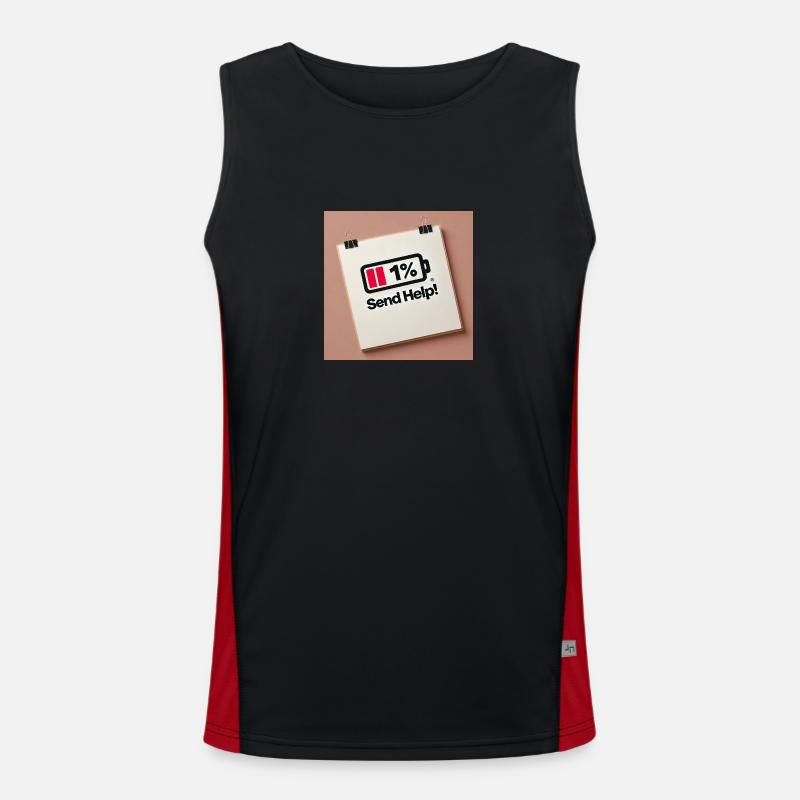 Send Help! – Battery almost empty | Funny Emergency Des Men's Functional Contrast Tank Top 
