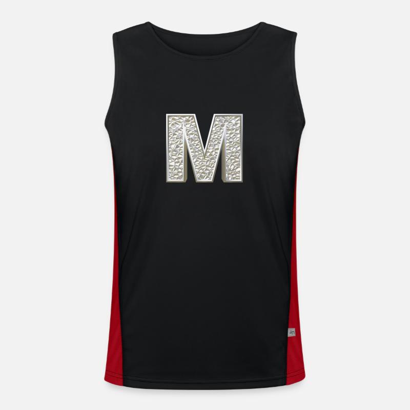 M, lettre, lettre M, initiale, initiale M, monogramme, Débardeur respirant contrasté Homme 