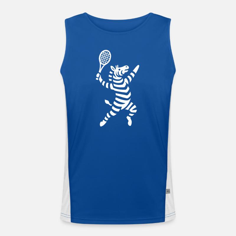 Minimalist Zebra Tennis Player Backhand Men's Functional Contrast Tank Top 