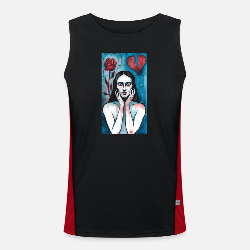 Broken love, grieving lady Men's Functional Contrast Tank Top 