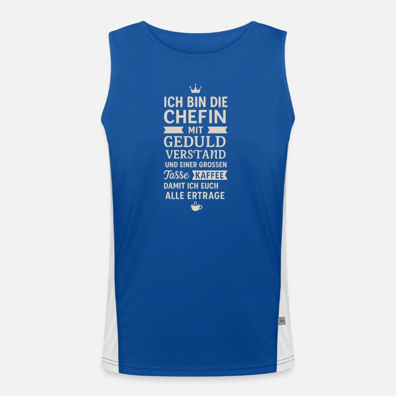Chefin mit Geduld und Kaffee Men's Functional Contrast Tank Top 