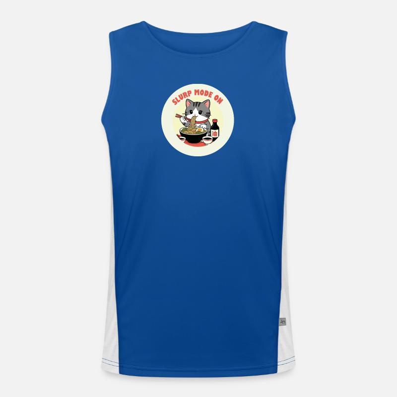 Kätzchen, das Ramen-Schlürf-Modus frisst Funktionelles Kontrast-Tank Top für Männer 