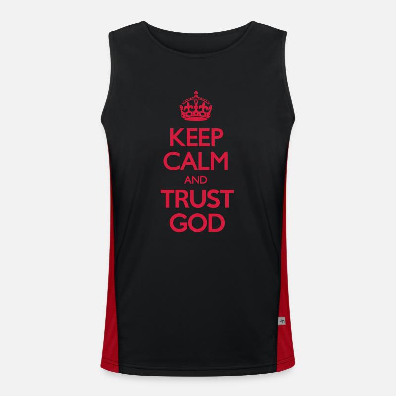 Keep Calm and Trust God - Men's Functional Contrast Tank Top - black/red