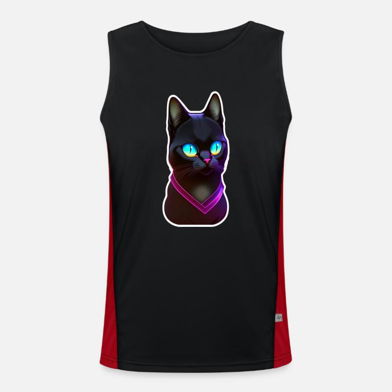chat noir sous effet de lumière néon Débardeur respirant contrasté Homme 