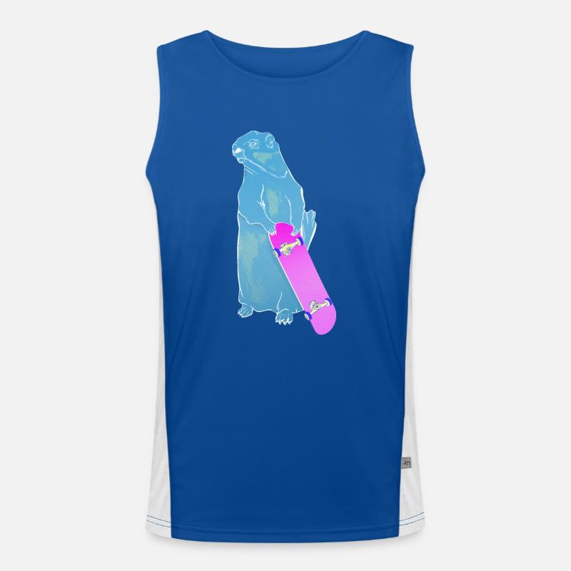 Murmeltier Woodchuck oder Murmeltier Skateboarding Funktionelles Kontrast-Tank Top für Männer 