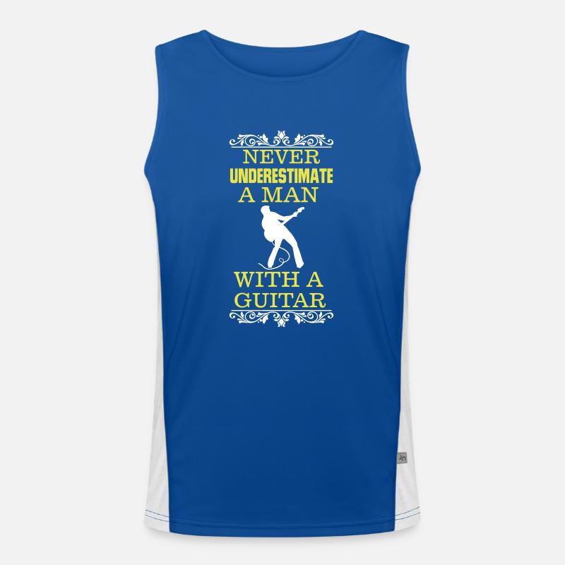 NEVER UNDERESTIMATE A MAN WITH A GUITAR! Men's Functional Contrast Tank Top 