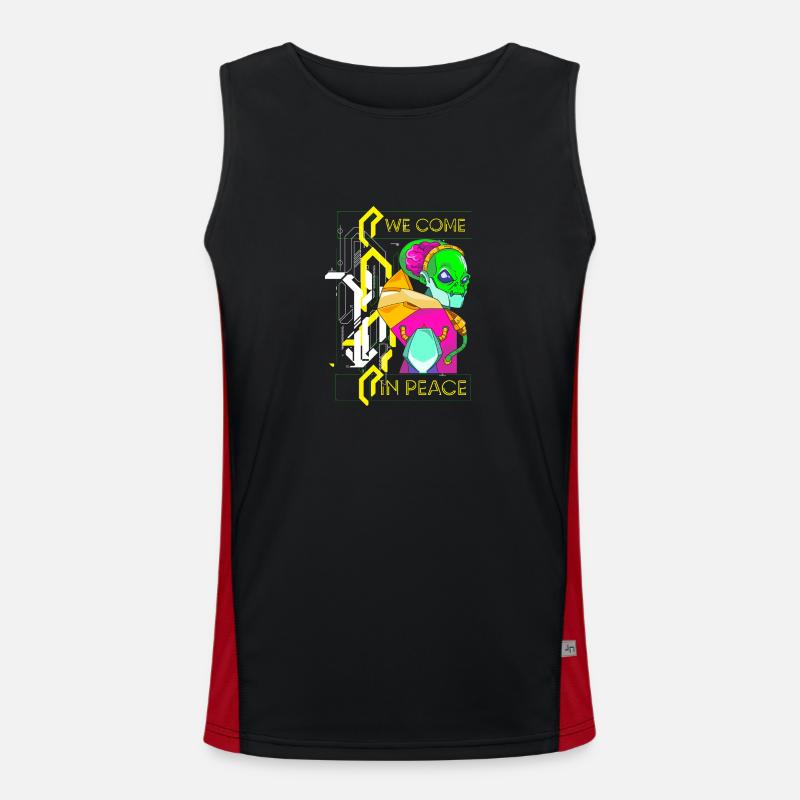 Future Retro Synthwave Scifi - Men's Functional Contrast Tank Top  - black/red