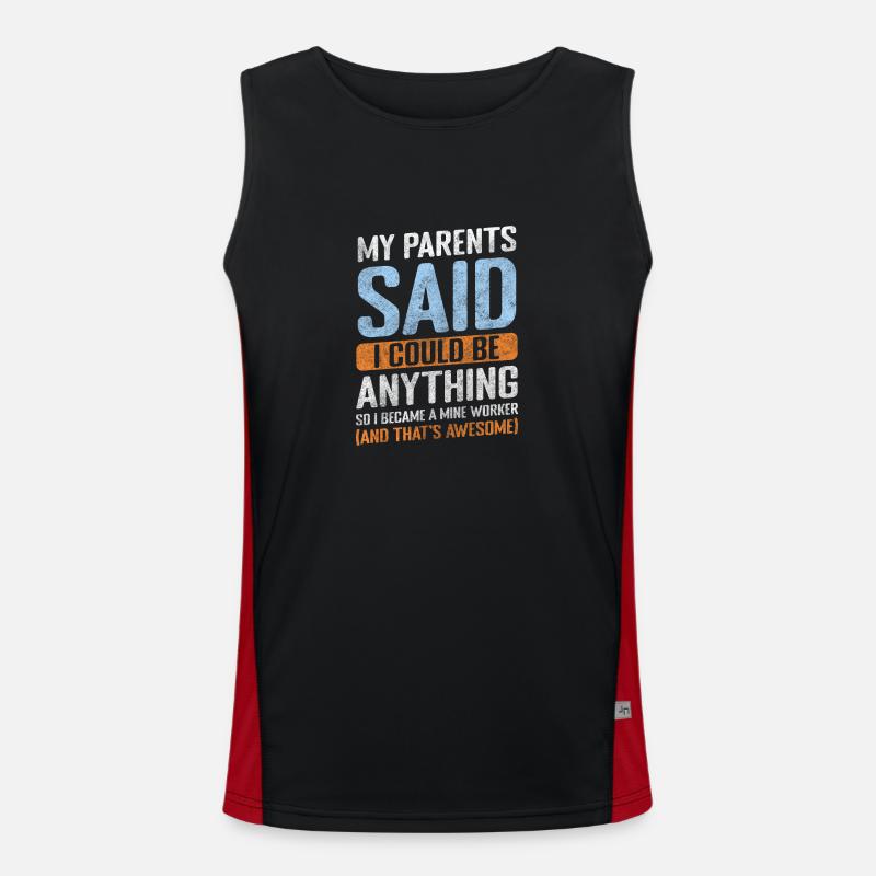 Miner Mining Shovel Work - Men's Functional Contrast Tank Top  - black/red