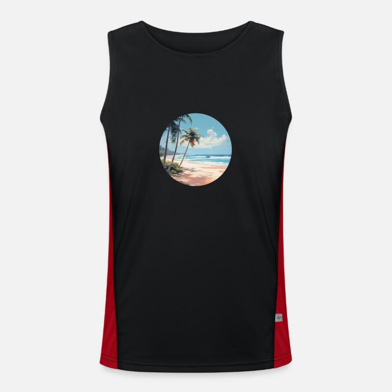 Entdecke die Sonnenseite des Strandgefühls Funktionelles Kontrast-Tank Top für Männer 