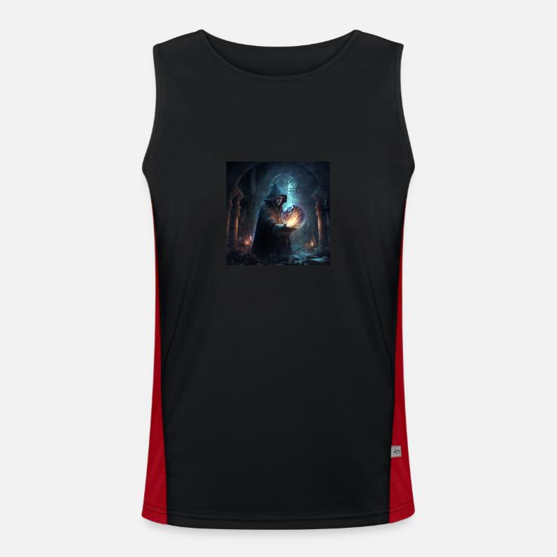 Ein mächtiger Zauberer, der einen Zauber wirkt Funktionelles Kontrast-Tank Top für Männer 