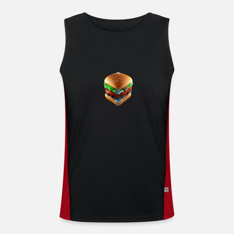 Hamburger Lover 3D Cube Débardeur respirant contrasté Homme 