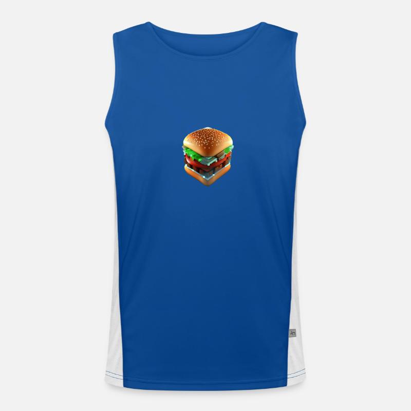 Hamburger Lover 3D Cube Men's Functional Contrast Tank Top 