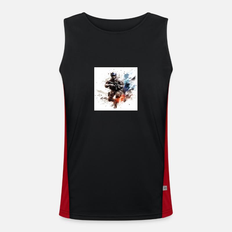 COD gaming art shooter 2 - Men's Functional Contrast Tank Top  - black/red