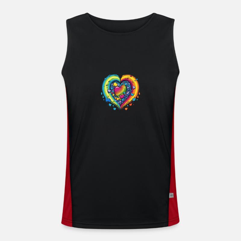 LGBTQAI+ Community Support Regenbogen Herzen Funktionelles Kontrast-Tank Top für Männer 