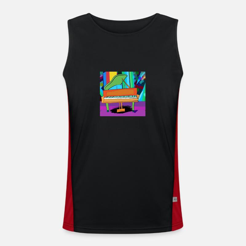 Piano vor Regenbogen Funktionelles Kontrast-Tank Top für Männer 