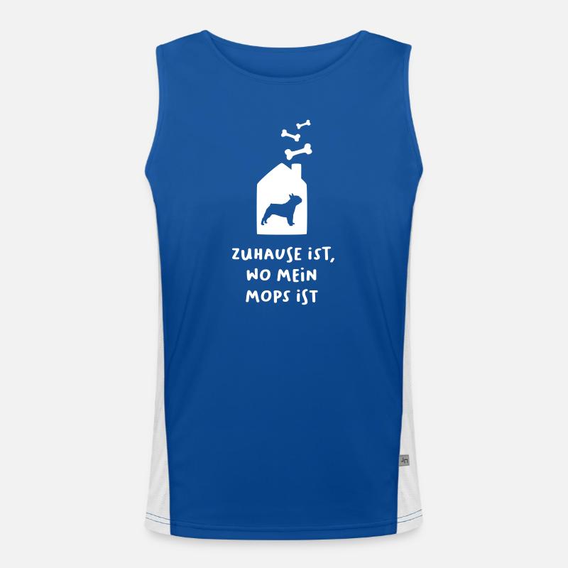 Zuhause Mops Knochen coole Quotes Sprüche Hunde Funktionelles Kontrast-Tank Top für Männer 