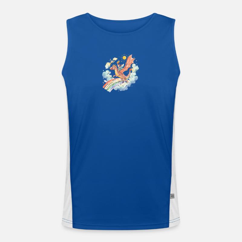 Mädchen mit Drachen und Regenbogen Funktionelles Kontrast-Tank Top für Männer 