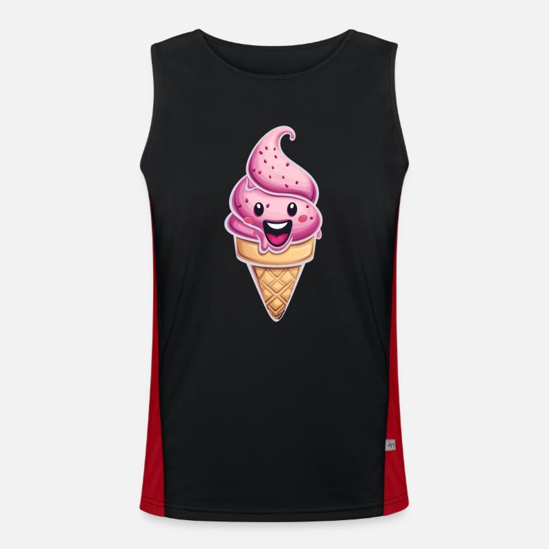 Smiling Ice Cream Creation Men's Functional Contrast Tank Top 