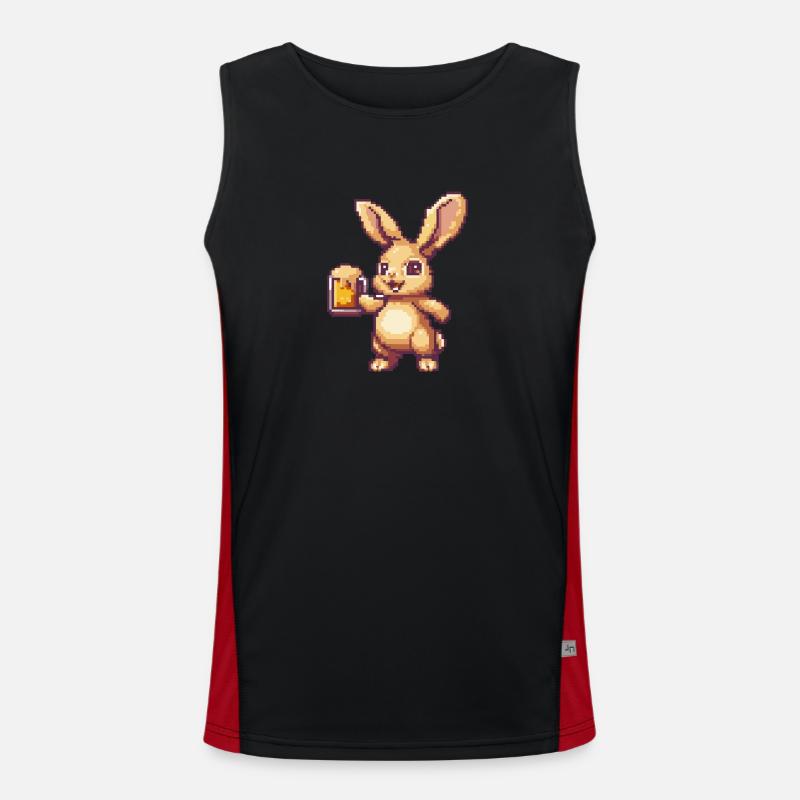 Hase Bier Pixel Funktionelles Kontrast-Tank Top für Männer 