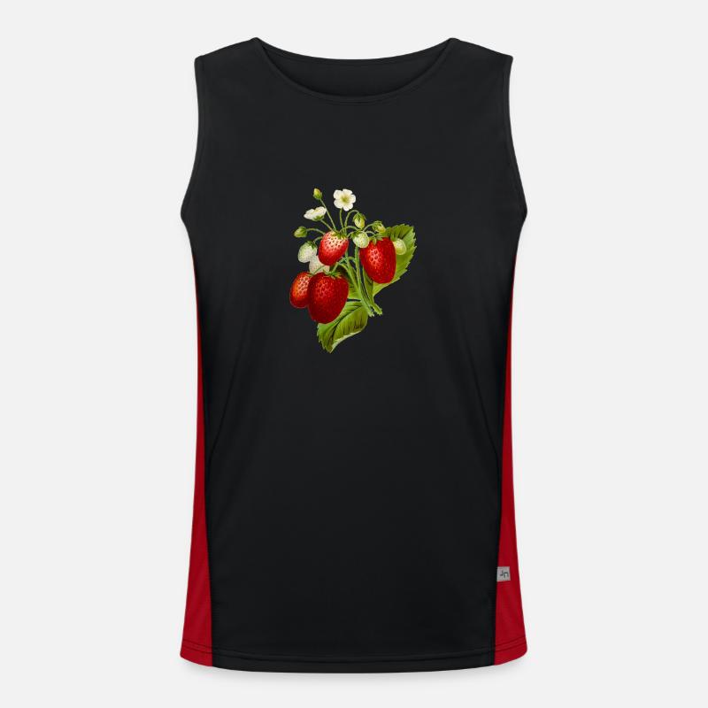 Strawberries Illustration Men's Functional Contrast Tank Top 