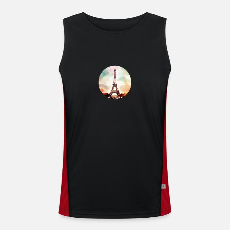 Eiffel Tower Men's Functional Contrast Tank Top 