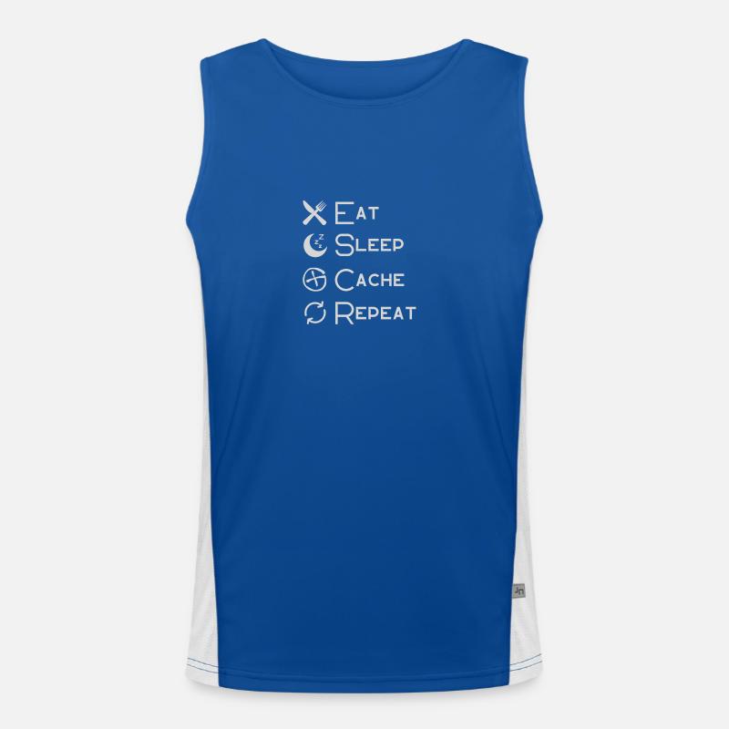 Geocaching - Eat . Sleep . Cache . Repeat Men's Functional Contrast Tank Top 