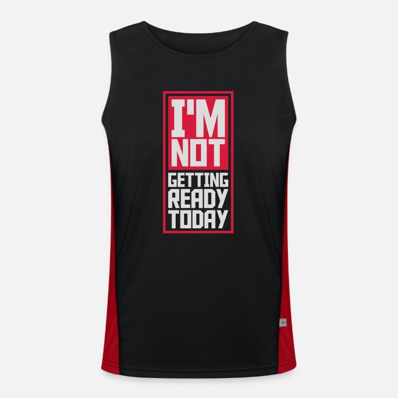 not getting ready today - Men's Functional Contrast Tank Top  - black/red