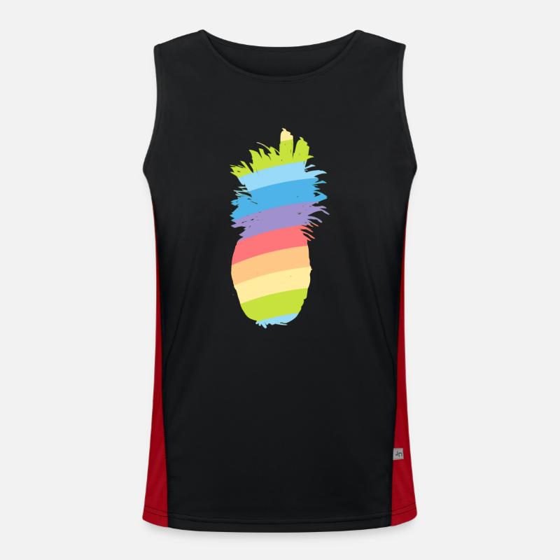 Regenbogen - Ananas Funktionelles Kontrast-Tank Top für Männer 