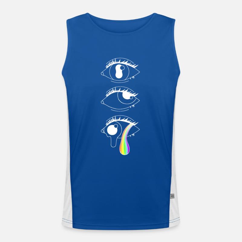 Psychedelische Augen mit Regenbogen, Eyecatcher Funktionelles Kontrast-Tank Top für Männer 