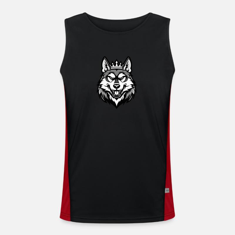 Husky Dog Head Crown Men's Functional Contrast Tank Top 