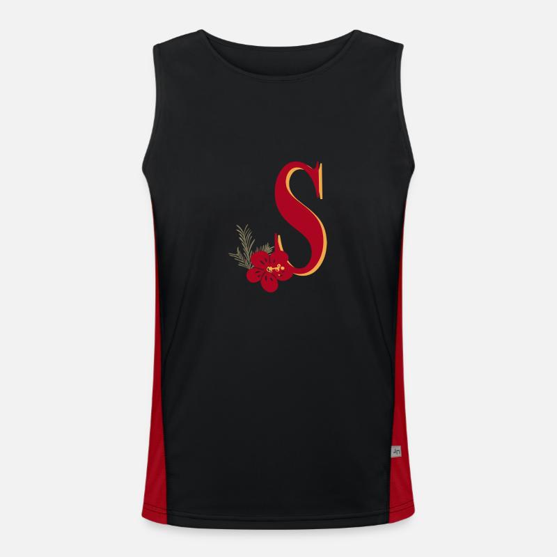 Buchstabe S mit Blume Funktionelles Kontrast-Tank Top für Männer 