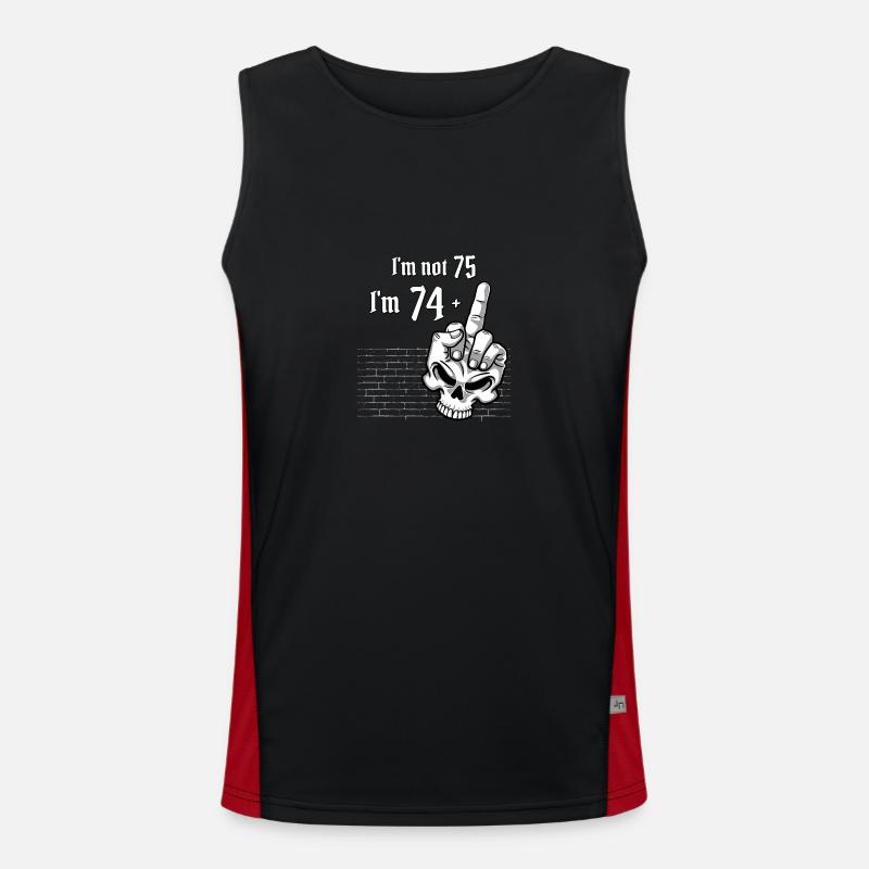75. Geburtstag - Ich bin nicht 75, ich bin 74 Plus 1 Mitte Funktionelles Kontrast-Tank Top für Männer 